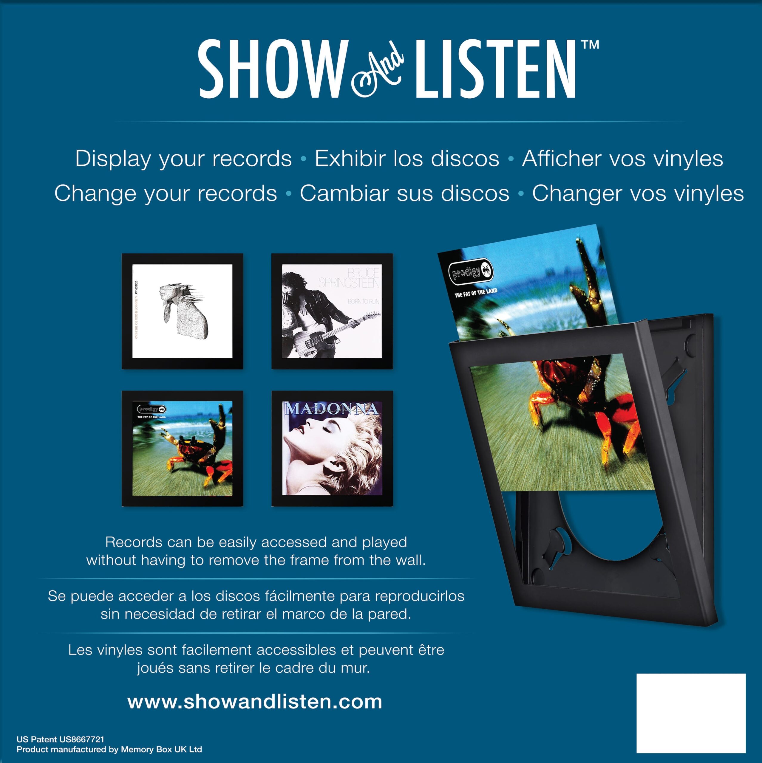 Black record flip frame packaging front